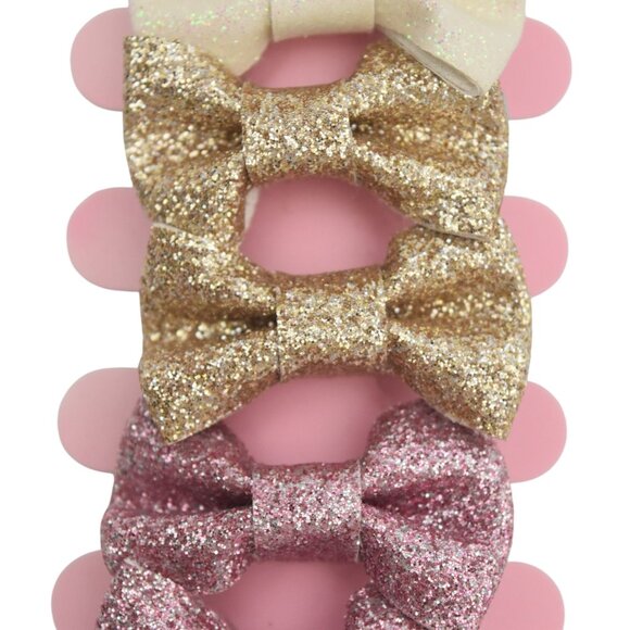 Claires Glitter Bow Hair Clips Set Of 6 For Girls - Picture 3 of 5